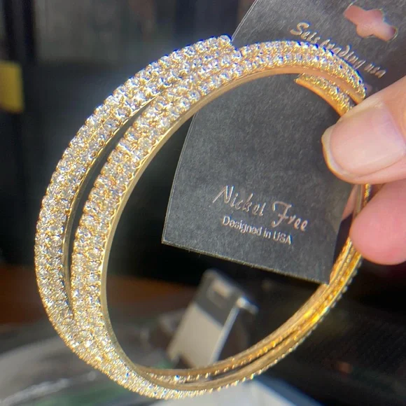 Gold Tone Hoop Earrings - Picture 3 of 6